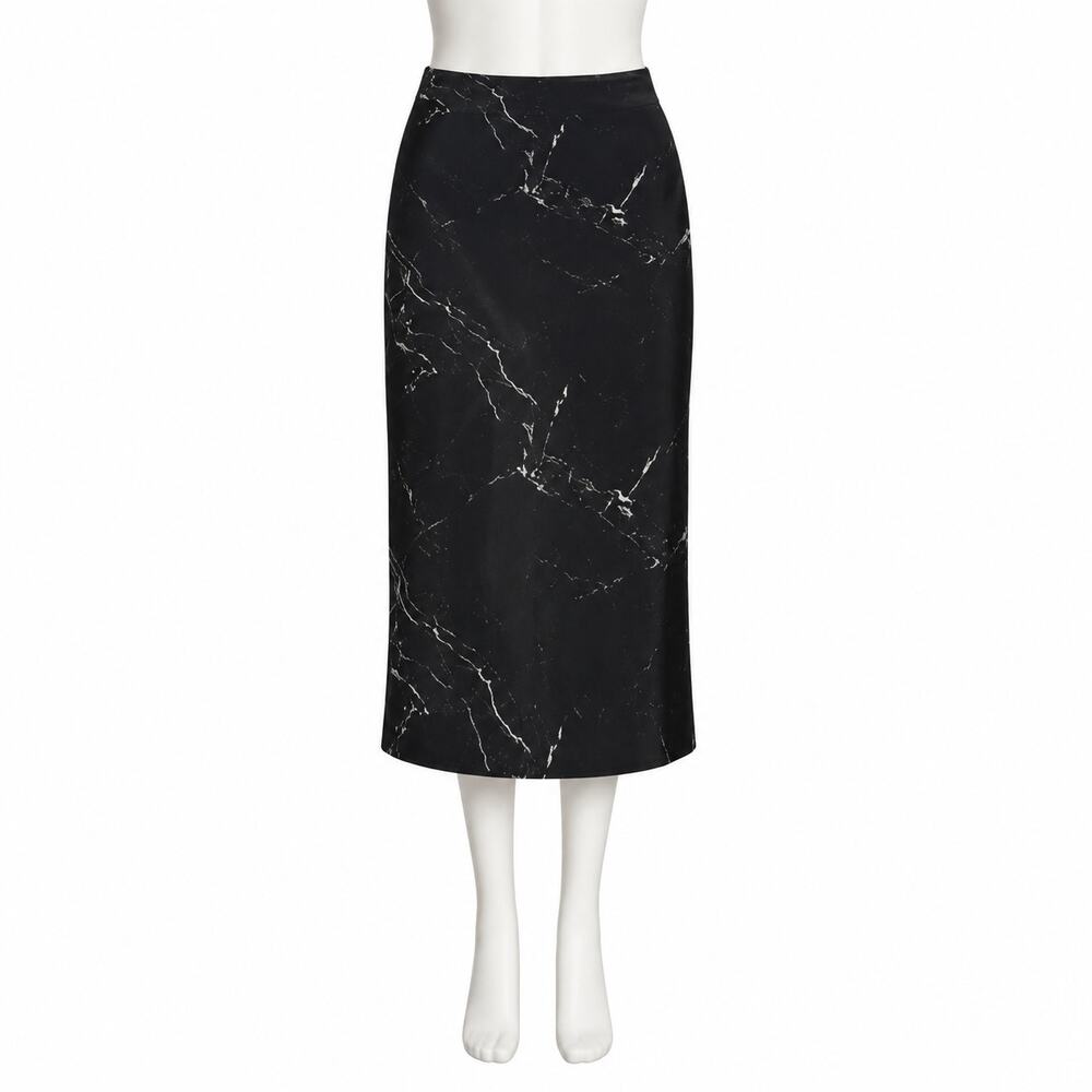 Zara High-Waist Marble Print Midi Pencil Skirt – Size XS